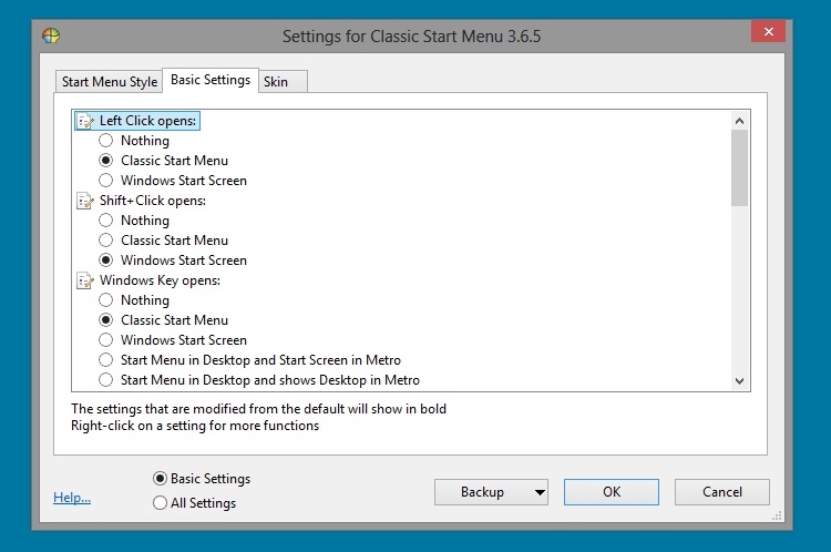 Classic Start Menu: configuraciones básicas