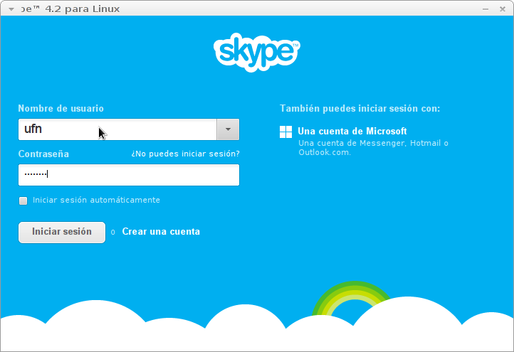Pantalla inicial de Skype 4.2 en Debian Wheezy