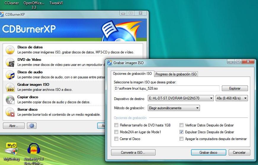 Elegimos la imagen ISO que vamos a quemar